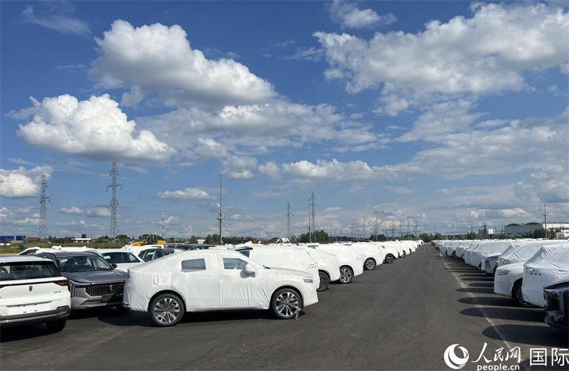 莫斯科別雷拉斯特物流中心內(nèi)的中國品牌汽車。人民網(wǎng)記者 申佳平攝