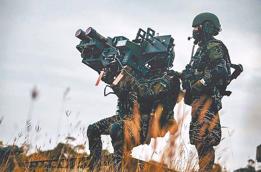 臺海軍陸戰(zhàn)隊肩抗“毒刺”導彈發(fā)射器準備射擊。圖片來源：臺灣“中時新聞網(wǎng)”。