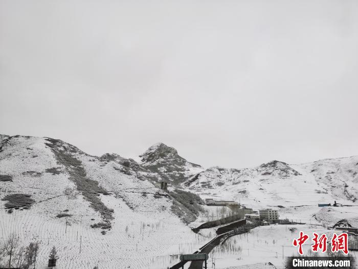 圖為青海省東南部的青沙山區(qū)域銀裝素裹。　張?zhí)砀?攝