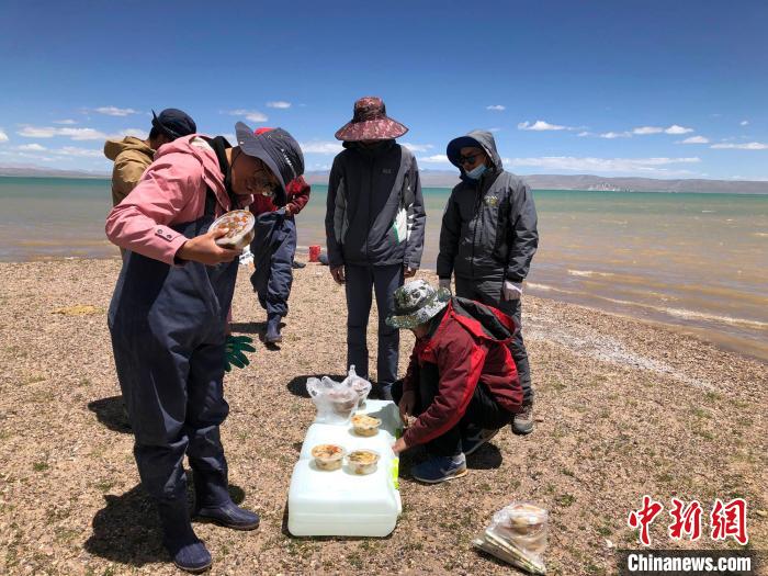 科考隊員在高原湖泊岸邊進(jìn)餐?！?lt;a target='_blank' ><p  align=